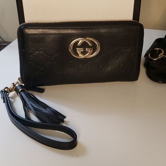 GUCCI GG Leather Monogram Wallet Wristlet and Horsebit Heels Bundle - Picture 12 of 17